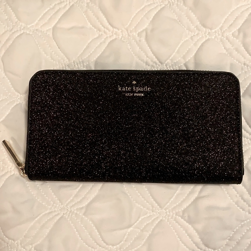 Kate Spade black glitter wallet